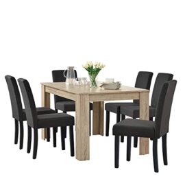 [en.casa] Table de Salle à Manger Noble en Design chêne cérusé + 6 Chaise de Salle à Manger en Gris foncé – 140x90cm [en.casa] Table de Salle à Manger Noble en Design chêne cérusé + 6 Chaise de Salle à Manger en Gris foncé – 140x90cm 2