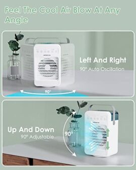 Climatiseur Mobile, LIPONTAN 5 en 1 Refroidisseur d’air Portable Ventilateur Purificateur Humidificateur avec Réservoir d’eau 600ml | 3 Minuterie | Oscillation 90°| 3 Modes | 4 Niveaux | Led colorées Climatiseur Mobile, LIPONTAN 5 en 1 Refroidisseur d’air Portable Ventilateur Purificateur Humidificateur avec Réservoir d’eau 600ml | 3 Minuterie | Oscillation 90°| 3 Modes | 4 Niveaux | Led colorées 5