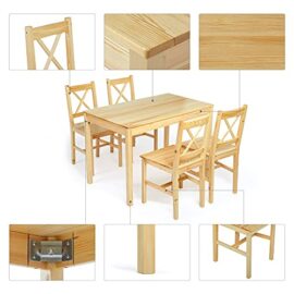 Meerveil Ensemble Table et 4 Chaises, Table de Salle à Manger Massif Pin Bois Style Classique pour Cuisine Salon Maison, 108 x 65 x 73 cm (Couleur Bois) Meerveil Ensemble Table et 4 Chaises, Table de Salle à Manger Massif Pin Bois Style Classique pour Cuisine Salon Maison, 108 x 65 x 73 cm (Couleur Bois) 2