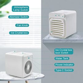 Refroidisseur d’air portable – Boîte à glaçons intégrée – Batterie 2000 mAh – Petit climatiseur alimenté par USB – Mini refroidisseur d’air mobile – Pour la maison, le bureau, le dortoir, l’extérieur Refroidisseur d’air portable – Boîte à glaçons intégrée – Batterie 2000 mAh – Petit climatiseur alimenté par USB – Mini refroidisseur d’air mobile – Pour la maison, le bureau, le dortoir, l’extérieur 3