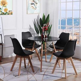 H.J WeDoo Lot de 6 Chaise de Salle à Manger Scandinave, Chaise Rembourrée pour Salle à Manger, Cuisine, Chambre – Noir H.J WeDoo Lot de 6 Chaise de Salle à Manger Scandinave, Chaise Rembourrée pour Salle à Manger, Cuisine, Chambre – Noir 2