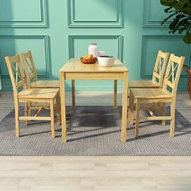 Meerveil Ensemble Table et 4 Chaises, Table de Salle à Manger Massif Pin Bois Style Classique pour Cuisine Salon Maison, 108 x 65 x 73 cm (Couleur Bois) Meerveil Ensemble Table et 4 Chaises, Table de Salle à Manger Massif Pin Bois Style Classique pour Cuisine Salon Maison, 108 x 65 x 73 cm (Couleur Bois) 6