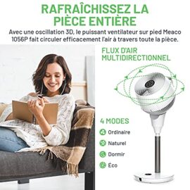 Ventilateur sur pied rafraîchissant MeacoFan 1056P – Grand ventilateur oscillant sur piedcirculateur d’air pour chambres et salons, silencieux et hauteur ajustable Ventilateur sur pied rafraîchissant MeacoFan 1056P – Grand ventilateur oscillant sur piedcirculateur d’air pour chambres et salons, silencieux et hauteur ajustable 3