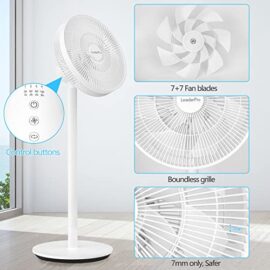 LeaderPro Ventilateur Silencieux 2 en 1 Ventilateur sur Pied & Ventilateur de Bureau 25W Ventilateur Ø34cm avec 3D Oscillant 120°, DC Moteur, Télécommande, 4 Vitesses, 8H Minuterie, EU Prise, Blanc LeaderPro Ventilateur Silencieux 2 en 1 Ventilateur sur Pied & Ventilateur de Bureau 25W Ventilateur Ø34cm avec 3D Oscillant 120°, DC Moteur, Télécommande, 4 Vitesses, 8H Minuterie, EU Prise, Blanc 3