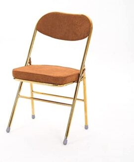 Accueil Chaise Pliante, Chaise Rembourrée En Tissu Côtelé, Chaise De Salle À Manger, Chaise De Salle De Conférence, Chaise Pliante Stable (Color : Brown, Size : Golden legs)