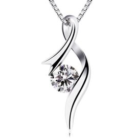 B.Catcher Femmes Collier en argent 925, Zircone cubique, Pendentif Diamanté, La fête des mères, Cadeau parfait pour les anniversaires, les fêtes, les mariages, Cadeau pour les femmes et les filles