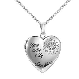 BOSAIYA AZ Vous ÊTES My Sunshine Heart Collier de médaille for Femmes Filles Qui Tient des Photos Cœur Cœur Pendentif Bijoux Bijoux T1029 (Metal Color : Style 2)