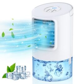 Climatiseur Mobile, 3 en 1 Refroidisseur d’Air, Ventilateur, Humidificateur, Climatiseur Portable avec 400ML Réservoir d’eau, 3 Vitesses, Minuterie 2/4 H,Climatiseur Personnel avec Veilleuses Colorées Climatiseur Mobile, 3 en 1 Refroidisseur d’Air, Ventilateur, Humidificateur, Climatiseur Portable avec 400ML Réservoir d’eau, 3 Vitesses, Minuterie 2/4 H,Climatiseur Personnel avec Veilleuses Colorées