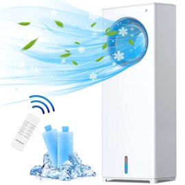 Climatiseur Mobile, 4 en 1 Refroidisseur d'Air, Ventilateur, Humidification, Purification, Conception sans Lame avec 3 Modes et 3 Vitesses, Équipé d'une Télécommande, 8H réglages de Synchronisation