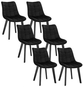 EUGAD 6 X Chaises Salon à Manger Pieds en Bois et Surface en Velours,Chaises de Salle à Manger Noir Polyvalent,0656BY-6 EUGAD 6 X Chaises Salon à Manger Pieds en Bois et Surface en Velours,Chaises de Salle à Manger Noir Polyvalent,0656BY-6