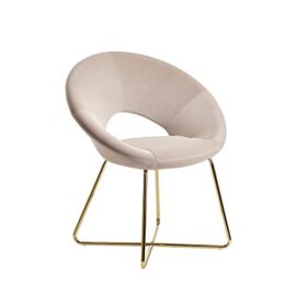 FineBuy Chaise de Salle à Manger Beige Velours/Métal Design Moderne | Chaise Cuisine avec Dossier | Chaise Rembourrée Capacité de Charge maximale 110 kg