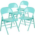 Flash Meuble Hercules Série Triple Pieds et à Double Charnière en métal Chaise Pliante, Métal, Tantalizing Teal, 4 Pack Flash Meuble Hercules Série Triple Pieds et à Double Charnière en métal Chaise Pliante, Métal, Tantalizing Teal, 4 Pack