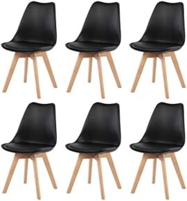 H.J WeDoo Lot de 6 Chaise de Salle à Manger Scandinave, Chaise Rembourrée pour Salle à Manger, Cuisine, Chambre – Noir H.J WeDoo Lot de 6 Chaise de Salle à Manger Scandinave, Chaise Rembourrée pour Salle à Manger, Cuisine, Chambre – Noir