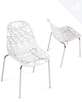 KAYELLES Lot 4 chaises Cuisine Design Moderne – Chaise Salle a Manger IKO (Blanc, 4) KAYELLES Lot 4 chaises Cuisine Design Moderne – Chaise Salle a Manger IKO (Blanc, 4)