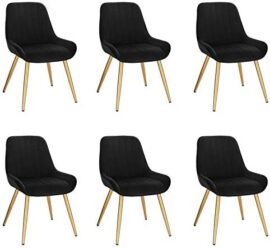 Lestarain 6 X Chaises de Salle à Manger Velours et Métal,Fauteuil de Cuisine Chaise de Salon avec Dossier,Noir Lestarain 6 X Chaises de Salle à Manger Velours et Métal,Fauteuil de Cuisine Chaise de Salon avec Dossier,Noir