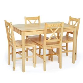 Meerveil Ensemble Table et 4 Chaises, Table de Salle à Manger Massif Pin Bois Style Classique pour Cuisine Salon Maison, 108 x 65 x 73 cm (Couleur Bois) Meerveil Ensemble Table et 4 Chaises, Table de Salle à Manger Massif Pin Bois Style Classique pour Cuisine Salon Maison, 108 x 65 x 73 cm (Couleur Bois)