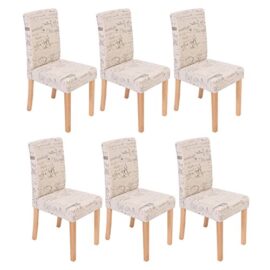 Mendler Lot de 6 chaises de séjour Littau, Tissu Words Fabric, Pieds clairs Mendler Lot de 6 chaises de séjour Littau, Tissu Words Fabric, Pieds clairs