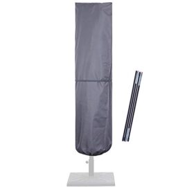 SUPERJARE Housse de parasol avec tige pour parasols de 2,1 à 3,9 m et parapluies double face de 4,5 m, housse de protection imperméable 600D avec fermeture éclair, gris