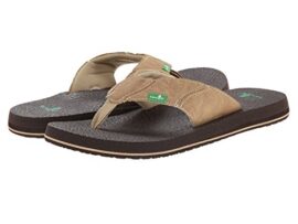 Sanuk Men's Fault Line Thong Sandal (12 D(M) US, Tan,Brown)