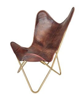 Shree Ganesh Enterprises Chaise de détente en cuir véritable marron avec structure en fer ouvrable pour bureau, maison et café Shree Ganesh Enterprises Chaise de détente en cuir véritable marron avec structure en fer ouvrable pour bureau, maison et café