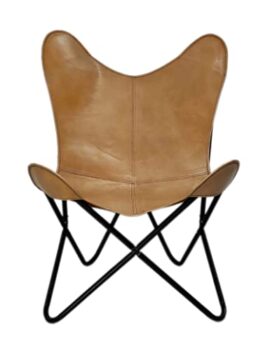 Shree Ganesh Enterprises Chaise inclinable confortable avec cadre en fer - En cuir véritable marron - Pour la maison et le bureau - Chaise de détente - Chaise de salon - Chaise de loisirs
