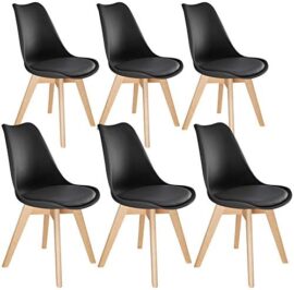 TecTake 800854 Lot de 6 Chaises de Salle à Manger Style Scandinave Mobilier d´Intérieur Pieds Bois Massif Design Moderne – Diverses Couleurs (Noir) TecTake 800854 Lot de 6 Chaises de Salle à Manger Style Scandinave Mobilier d´Intérieur Pieds Bois Massif Design Moderne – Diverses Couleurs (Noir)