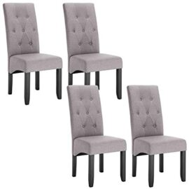 WOLTU 4 X Chaises de Salle à Manger Chaises de Cuisine Gris Clair,Chaise Salon à Manger Assise en Lin et Pied en Bois Massif,BH106hgr-4 WOLTU 4 X Chaises de Salle à Manger Chaises de Cuisine Gris Clair,Chaise Salon à Manger Assise en Lin et Pied en Bois Massif,BH106hgr-4