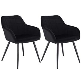 WOLTU Lot de 2 Chaises de Salle à Manger avec accoudoirs, Chaise de Salon Structure en métal et Assise en Velours,Noir BH93sz-2 WOLTU Lot de 2 Chaises de Salle à Manger avec accoudoirs, Chaise de Salon Structure en métal et Assise en Velours,Noir BH93sz-2