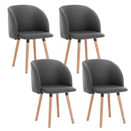 WOLTU Lot de 4 Chaise de Cuisine en Lin Fauteuil de Repas Salle à Manger, Gris Foncé, BH120dgr-4 WOLTU Lot de 4 Chaise de Cuisine en Lin Fauteuil de Repas Salle à Manger, Gris Foncé, BH120dgr-4