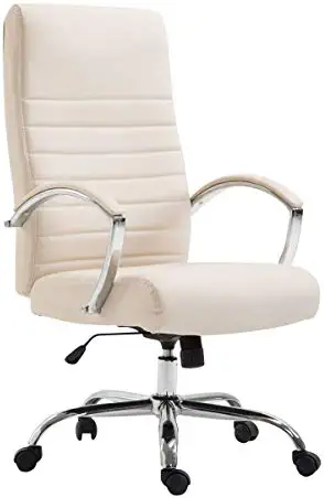 CLP Fauteuil De Bureau Ergonomique Valais XL en Similicuir I Chaise De Bureau Réglable en Hauteur Pivotante I Assise Rembourrée I Accoudoirs I, Couleur:crème