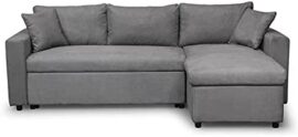 Loungitude - Canapé d'angle réversible, convertible en microfibre avec coffre - Gris - 3 Places