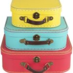 Sass & Belle Brights Lot de 3 valises rétro, Rouge/bleu/jaune., 29x20x10