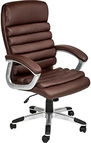 TecTake Chaise de Bureau Fauteuil de Direction Hauteur réglable | Design ondulé | diverses Couleurs au Choix (Marron | no. 402150)