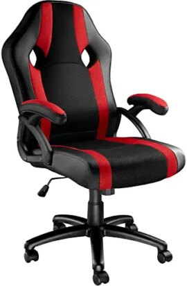 TecTake Chaise de Bureau Fauteuil siège Racing Sport Tissu - diverses Couleurs au Choix - (Noir-Rouge | No. 403490)