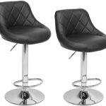 ALightUp Tabouret de Bar Lot de 2 Chaise Haute Bar Noir Cuisine Hauteur Réglable avec Dossier et Repose-Pieds Rotatif sur 360° Piètement Chromé pour Bar Salon Comptoir