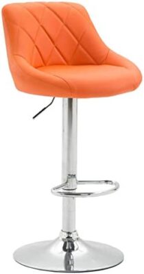 Tabouret de Bar LAZIO en Similicuir - Chaise de Comptoir Rembourrée Hauteur Réglable - Tabouret Haut de Style Industriel - Tabouret de Café, Couleur:orange