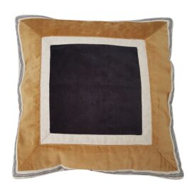 Housse de coussin multi-matières camel et noir 40×40 cm Housse de coussin multi-matières camel et noir 40×40 cm