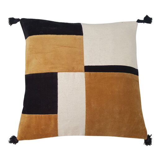 Housse de coussin multi-matières patchwork 40x40 cm