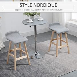 HOMCOM Lot de 2 tabourets de Bar gris Style scandinave HOMCOM Lot de 2 tabourets de Bar gris Style scandinave 4