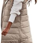 Dasongff Doudoune Legere Femme sans Manches Cardigan Long Femmes Hiver Epais Manteaux d'hiver Veste avec Capuche Blouson Femme Hiver Chaud Doudounes de Randonnée Coatigan Coupe Vent