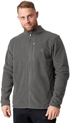 Veste en Polaire pour Homme, Fermeture Éclair, Col Montant, Poche Zippée, Ourlet Élastique, Respirante, Gilet Polaire Chaud et Doux pour l'Hiver, Idéal Randonnée et Marche, Noir, Marine, Gris, Vert