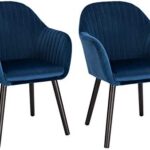 WOLTU 2 X Chaises de Salle à Manger Bleu Assise en Velours Chaise pour Cuisine/Salon/Café,BH259bl-2