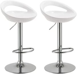 Tabouret de Bar Blanc Lot de 2 en Plastique réglage en Hauteur Tabouret de Bar Blanc Lot de 2 en Plastique réglage en Hauteur