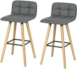 SoBuy® FST50-HGx2 Lot de 2 Tabourets de Bar Cuisine avec Dossier et Repose-Pieds Haute qualité