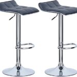 WOLTU BH28gr-2 Tabourets de Bar Lot de 2 en Cuir synthétique et Acier chromé, tabourets avec Caoutchouc Anti-dérapant,Gris